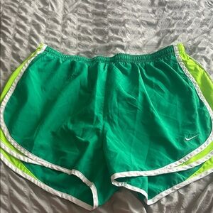 Nike Women's Teal and Lime Athletic Shorts